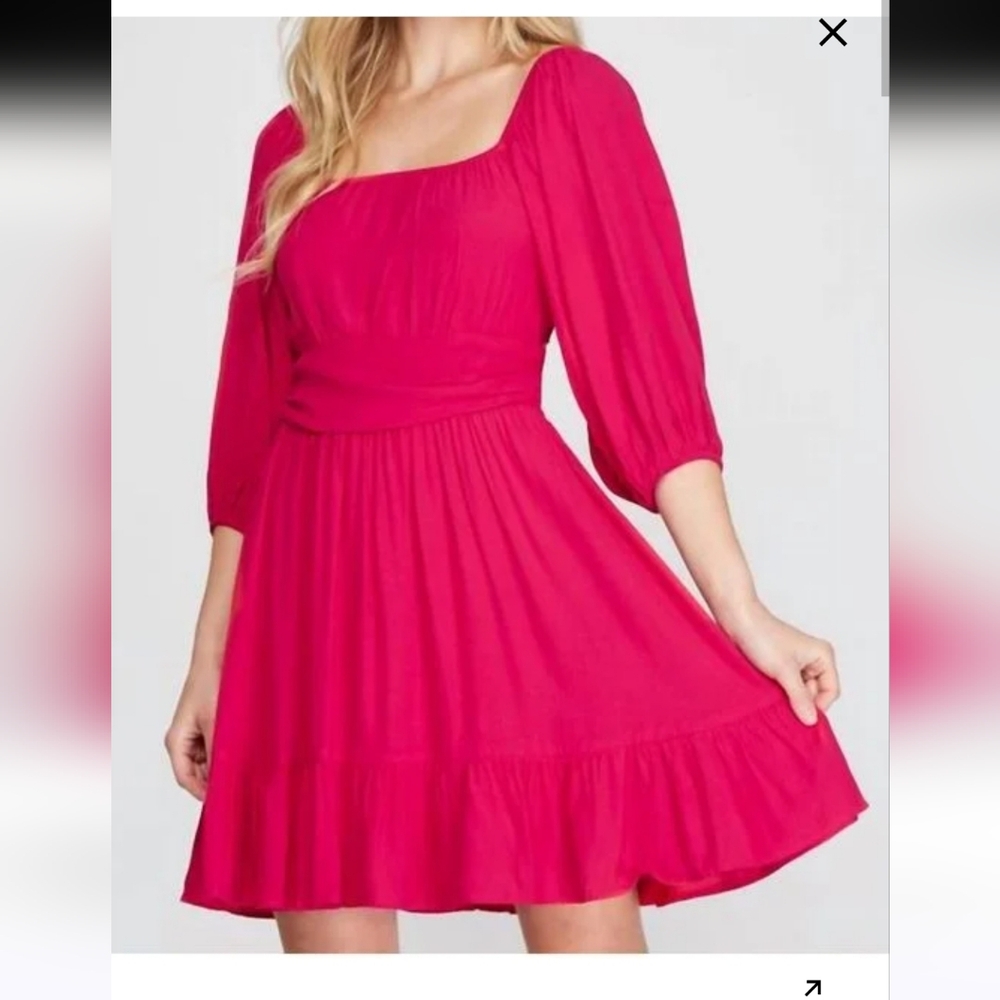 She + Sky Women's Pink Pretty Berry Dress Open Back Size Large